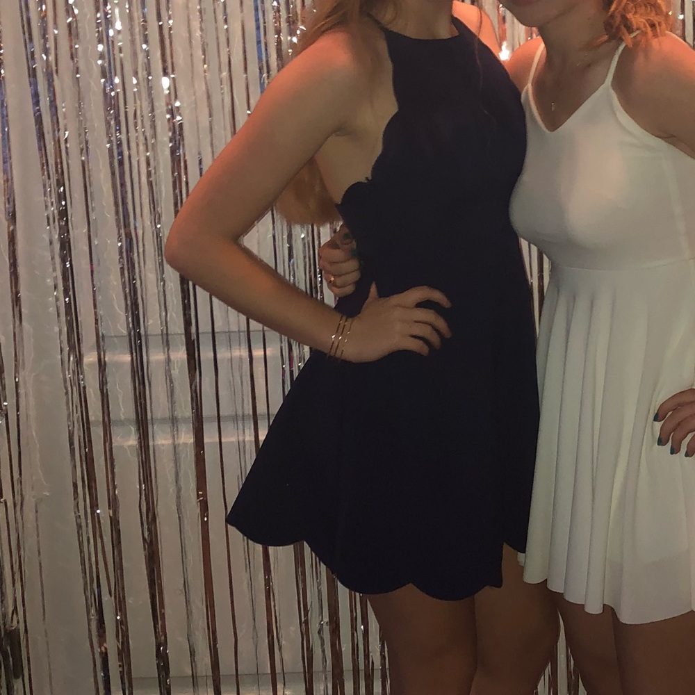Lulu's Navy Blue Asymmetrical Dress